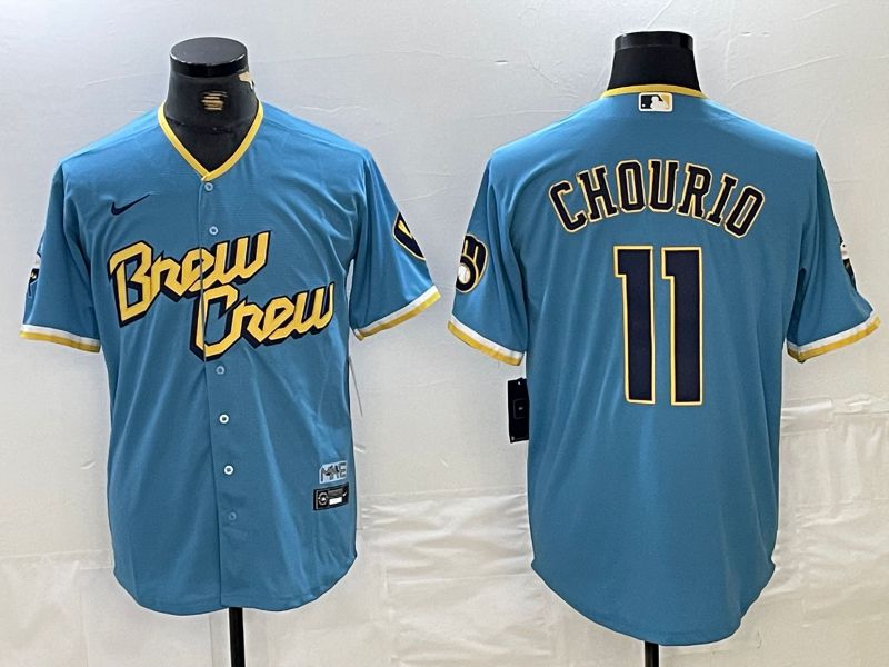 Men Milwaukee Brewers #11 Chourio Light Blue 2024 Nike Game MLB Jersey->oakland athletics->MLB Jersey